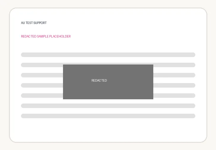 Redacted sample placeholder for Australian pet product test documentation