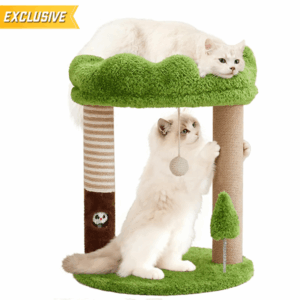 23″ Compact Cat Tree with Perch Bed – Space-Saving Indoor Cat Tower with Dual Sisal Scratching Posts, Stable Base & Play Toys