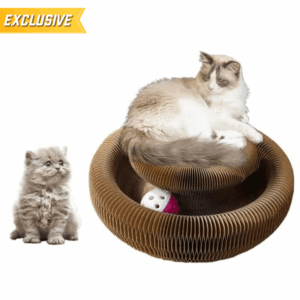 Foldable Honeycomb Cardboard Cat Scratcher Board with Ball Track – Eco-Friendly Interactive Cat Exercise Toy for Indoor Cats