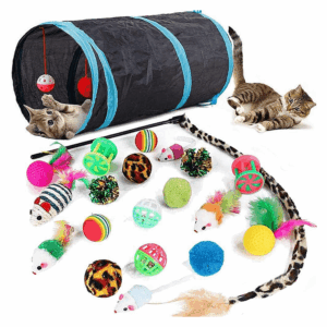 Cat Tunnel Interactive Feather Teaser Wand Ball Toy