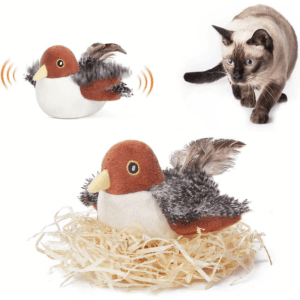 Lifelike Chirp Tweet, Touch Activated Kitten Toy Interactive Cat Exercise Toys for All Breeds Cat Kicker Catnip Toys